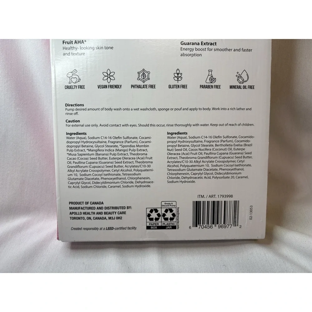 Nutrius Brazilian Body‎ Wash 2 Pack Coco Bliss & Berry Bliss Vegan 25.4 fl oz ea